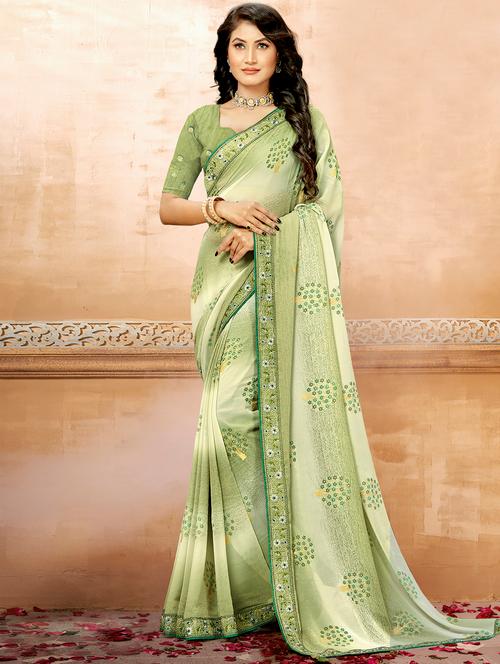 lace bordered printed saree with blouse - 19915209 - Very Small Image - 1