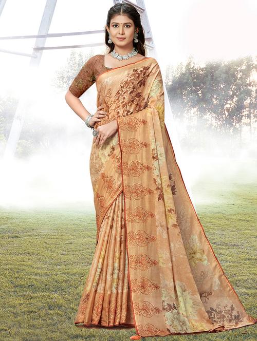 printed saree with blouse - 19915214 - Very Small Image - 1