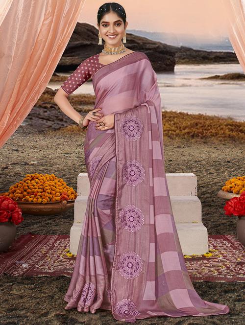 women's bordered royal blue colored saree with blouse - 19915238 - Very Small Image - 1