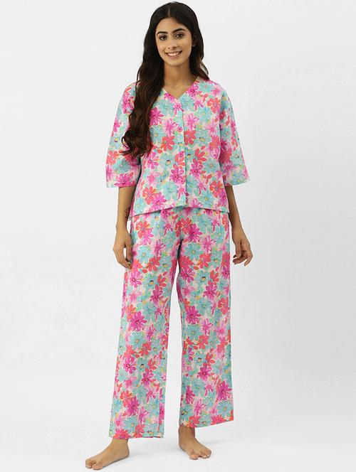 women printed nightwear set - 19915370 - Very Small Image - 1