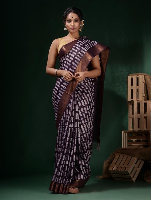 women's printed purple colored saree with blouse - 19916903 - Very Small Image - 1