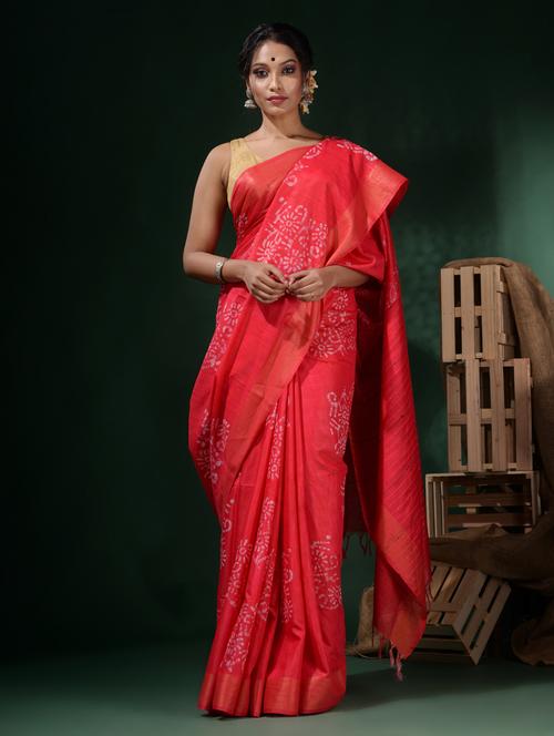red silk saree with blouse - 19916908 - Very Small Image - 1
