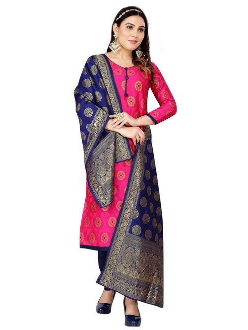 pink self design churidaar unstitched suit - 19917658 - Very Small Image - 1