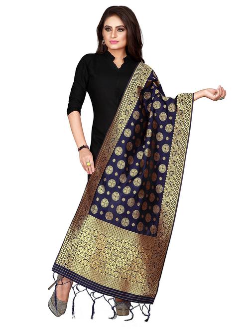 blue jaquard dupatta - 19917930 - Very Small Image - 1
