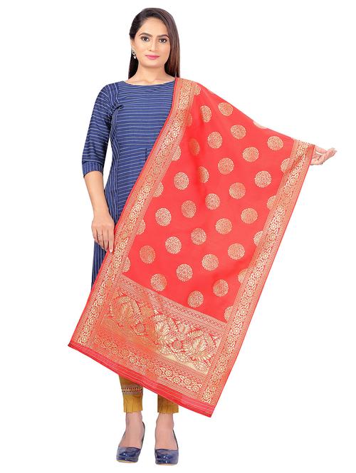 red jaquard dupatta - 19918008 - Very Small Image - 1