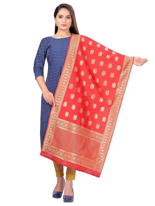 red jaquard dupatta - 19918040 - Very Small Image - 1