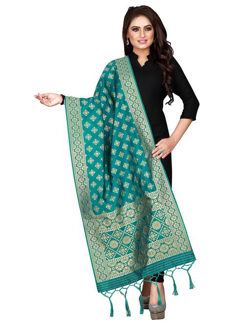 green jaquard dupatta - 19918043 - Very Small Image - 1