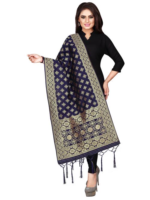 navy jaquard dupatta - 19918046 - Very Small Image - 1