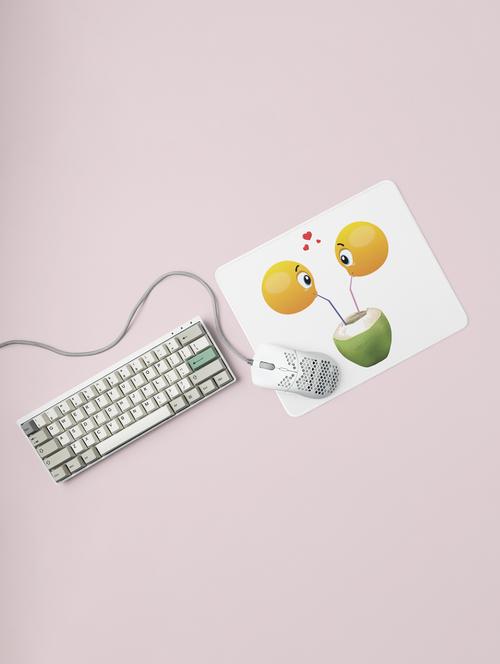 loveable emoji couple drinking coconut water- emoji printed mousepad for emoji lovers(20cm x 18cm) - 19918416 - Very Small Image - 1