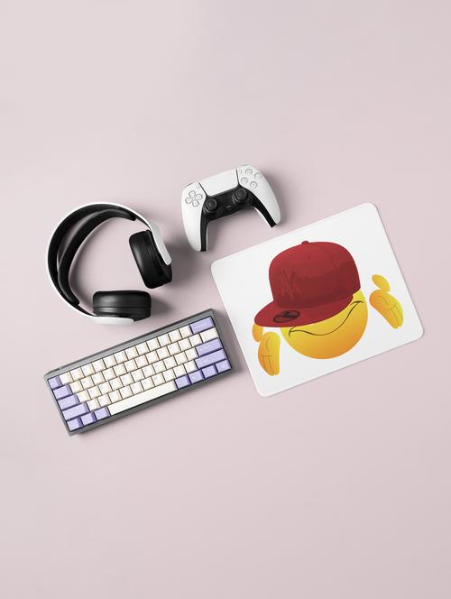 eyes covered with cap emoji- emoji printed mousepad for emoji lovers(20cm x 18cm) - 19918456 - Very Small Image - 1