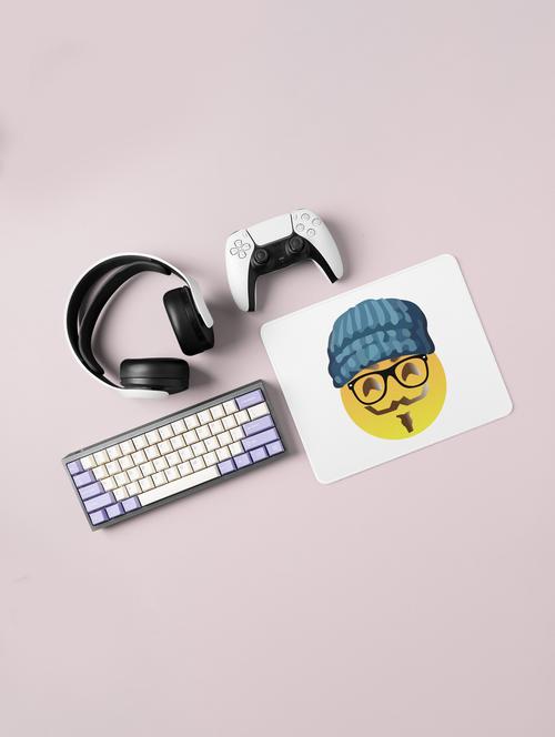 moustaque face emoji- emoji printed mousepad for emoji lovers(20cm x 18cm) - 19918461 - Very Small Image - 1