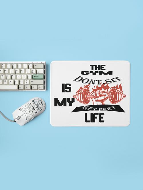 the gym is my life, don't sit, get fit - printed mousepad (20cm x 18cm) - 19918557 - Very Small Image - 1