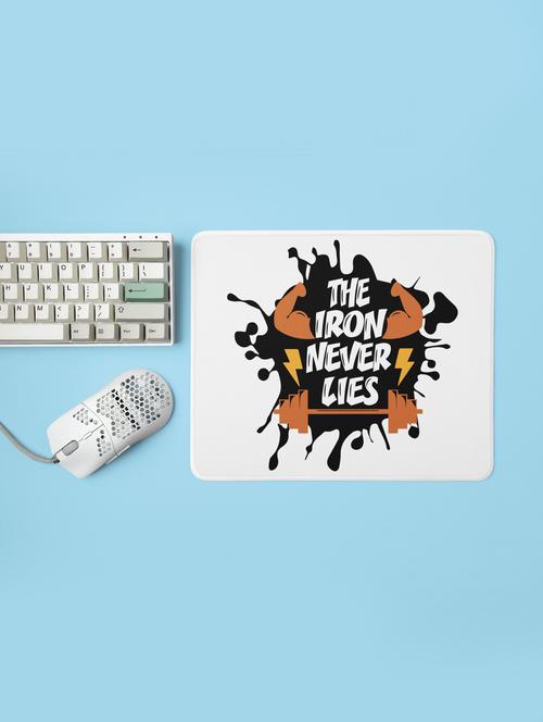 the iron never lies, (bg white, brown and black) - printed mousepad (20cm x 18cm) - 19918591 - Very Small Image - 1