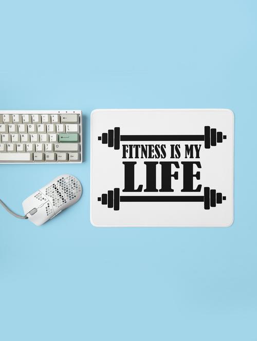 fitness is my life (bg black) - printed mousepad (20cm x 18cm) - 19918598 - Very Small Image - 1