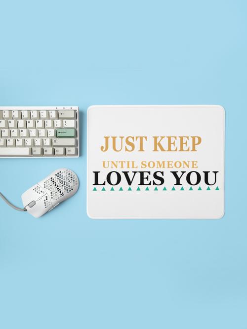 just keep working out until someone loves you, (bg yellow, black and white) - printed mousepad (20cm x 18cm) - 19918625 - Very Small Image - 1