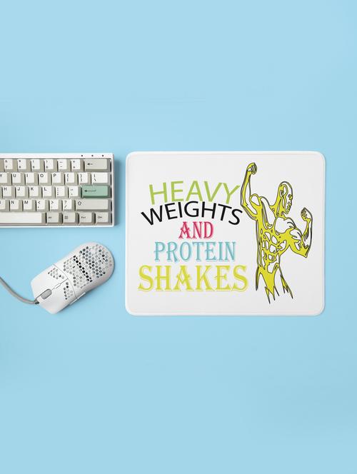 heavy weights and protein shakes - printed mousepad (20cm x 18cm) - 19918634 - Very Small Image - 1