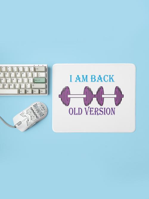 i am back, old version, (bg white and violet) - printed mousepad (20cm x 18cm) - 19918647 - Very Small Image - 1