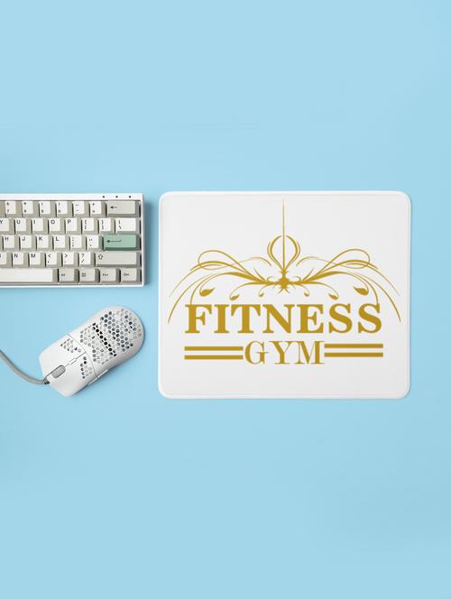 fitness gym, 2 dashes (bg golden) - printed mousepad (20cm x 18cm) - 19918672 - Very Small Image - 1