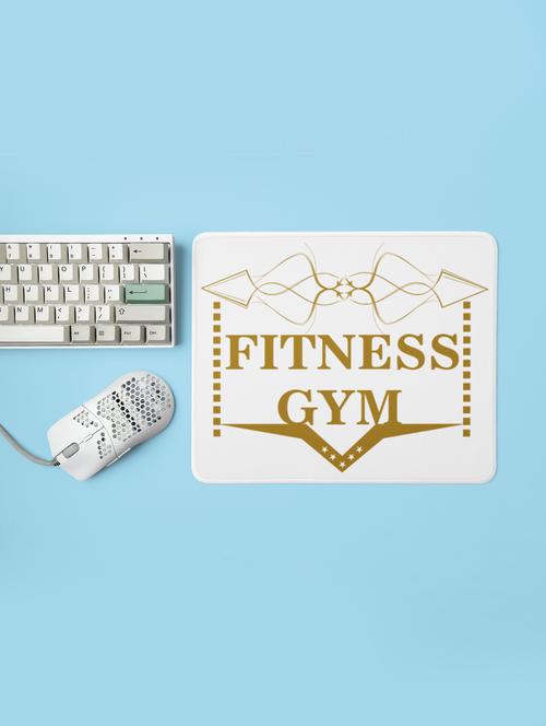 fitness gym, (bg golden) - printed mousepad (20cm x 18cm) - 19918674 - Very Small Image - 1