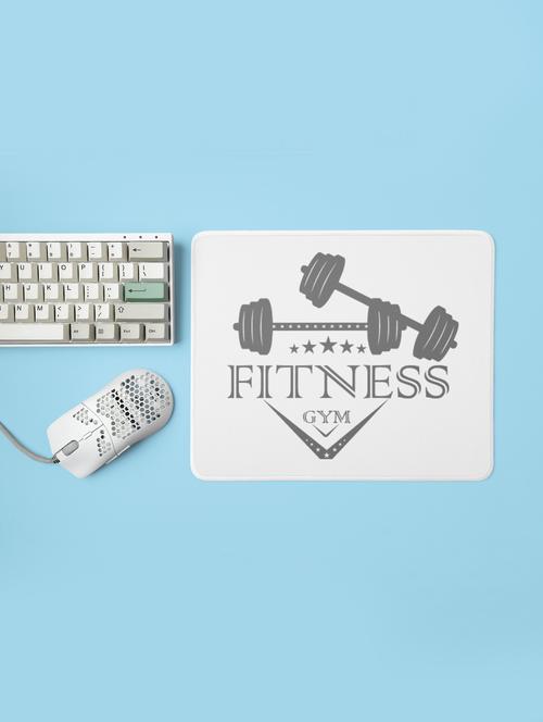 fitness gym, 2 dumbles - printed mousepad (20cm x 18cm) - 19918676 - Very Small Image - 1