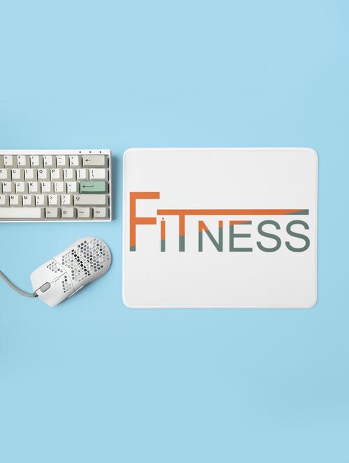 fitness, (bg orange and grey) - printed mousepad (20cm x 18cm) - 19918682 - Very Small Image - 1