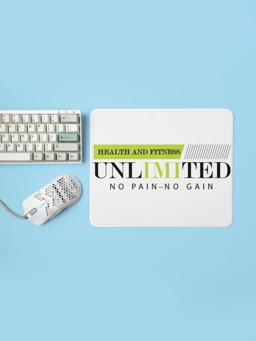 health and fitness, unlimited, no pain, no gain, (bg green and black) - printed mousepad (20cm x 18cm) - 19918689 - Very Small Image - 1
