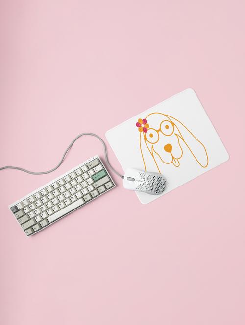 doggy face with flower -printed mousepads for pet lovers(20cm x 18cm) - 19918777 - Very Small Image - 1