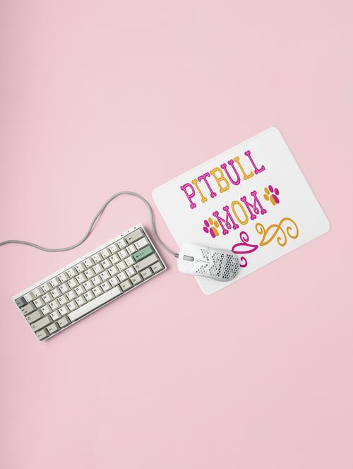 pitbull mom yellow and pink text -printed mousepads for pet lovers(20cm x 18cm) - 19918790 - Very Small Image - 1