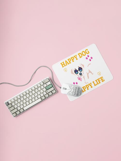 happy dog happy life -printed mousepads for pet lovers(20cm x 18cm) - 19918826 - Very Small Image - 1