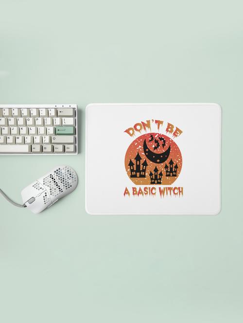 don't be a basic, moon and house halloween text illustration graphic-halloween theme mousepads - 19919026 - Very Small Image - 1