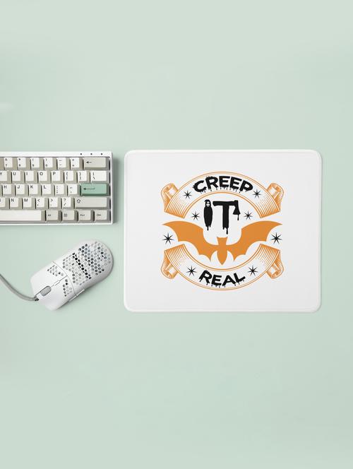 creep it real-bat(bg orange)-halloween theme mousepads - 19919039 - Very Small Image - 1