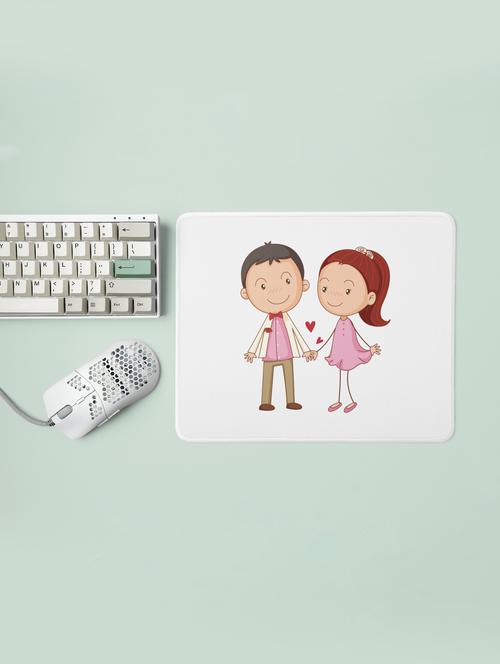 cute couple holding hands- little hearts-printed mousepads(20cm x 18cm) - 19919128 - Very Small Image - 1