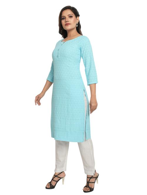 tonal embroidered straight kurta - 19919522 - Very Small Image - 1