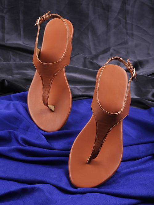 tan solid open thong flats - 19919885 - Very Small Image - 1