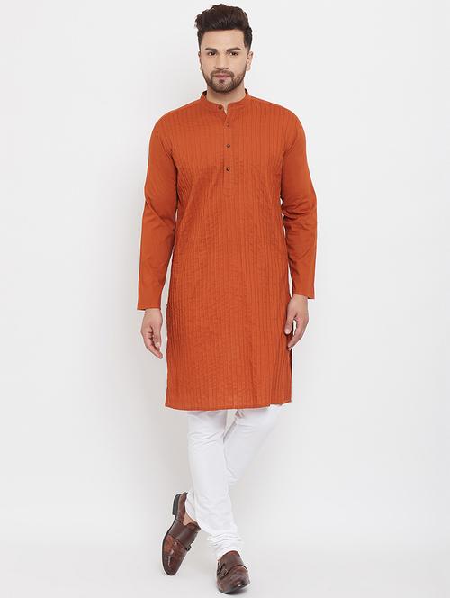 red solid cotton long kurta - 19920778 - Very Small Image - 1