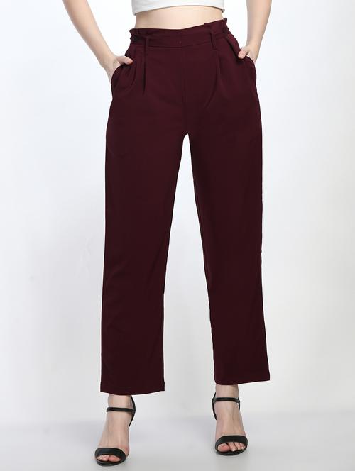 high rise solid flat front trousers trouser - 19921781 - Very Small Image - 1