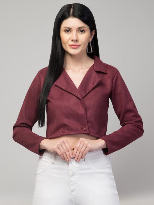 lapel collar solid crop blazer - 19921797 - Very Small Image - 1