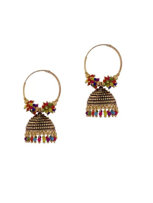 multi colored metal jhumka earring - 19925067 - Very Small Image - 1