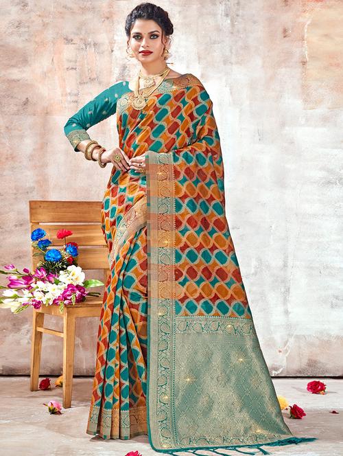 women's banarasi saree with blouse - 19925306 - Very Small Image - 1