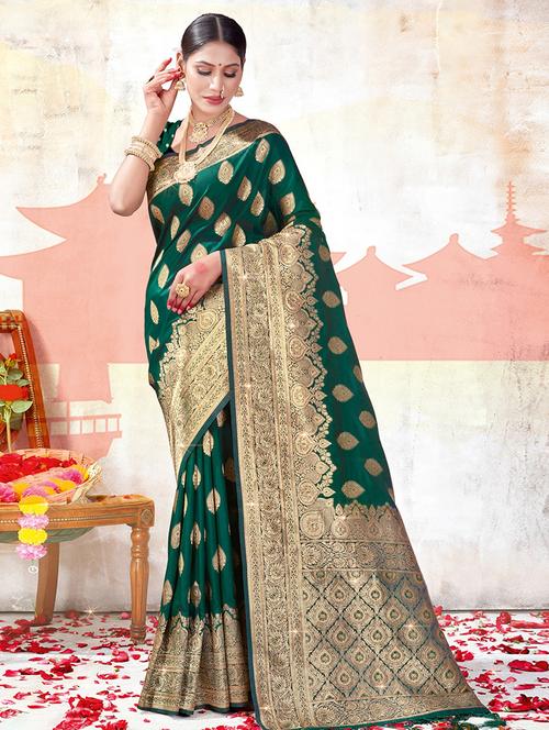 dark green silk saree - 19925314 - Very Small Image - 1