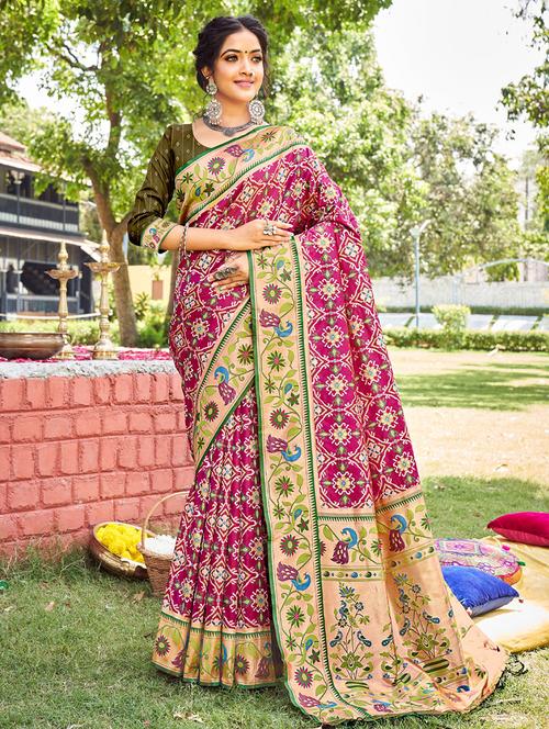 purple silk paithani saree with blouse - 19925336 - Very Small Image - 1