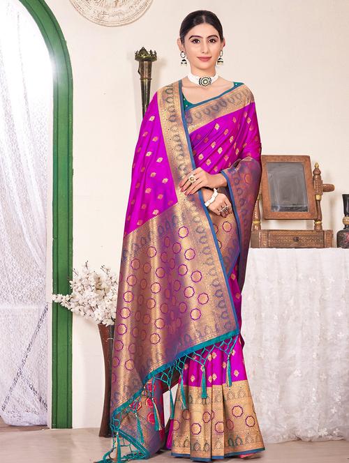 women's banarasi saree with blouse - 19925347 - Very Small Image - 1