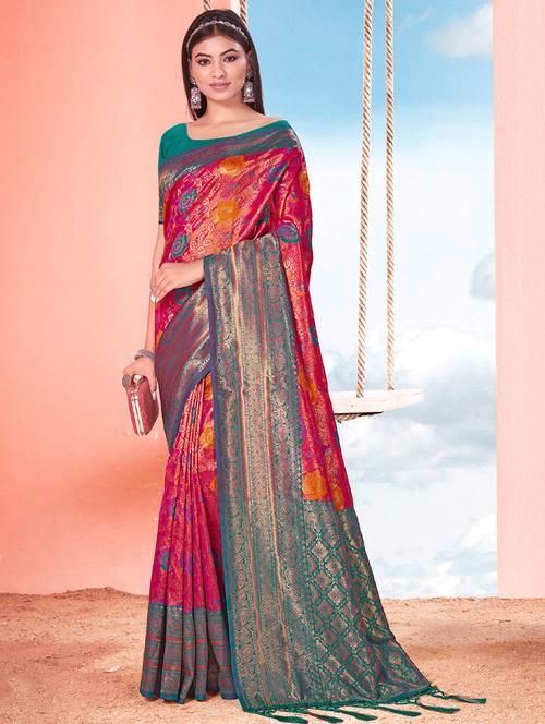 pink silk kanjivaram saree - 19925383 - Very Small Image - 1