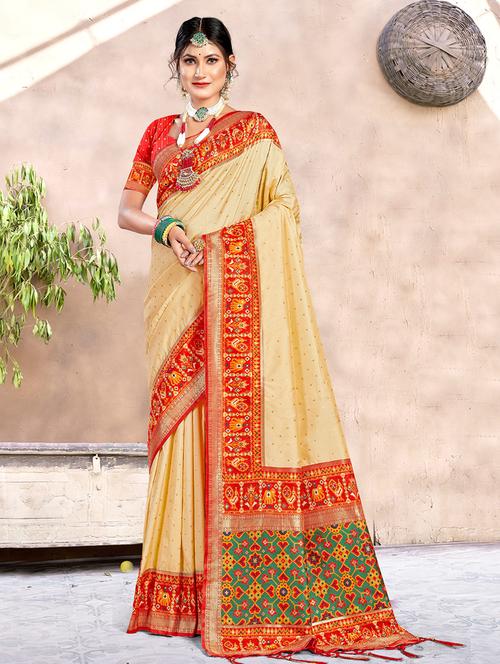 cream silk saree - 19925496 - Very Small Image - 1