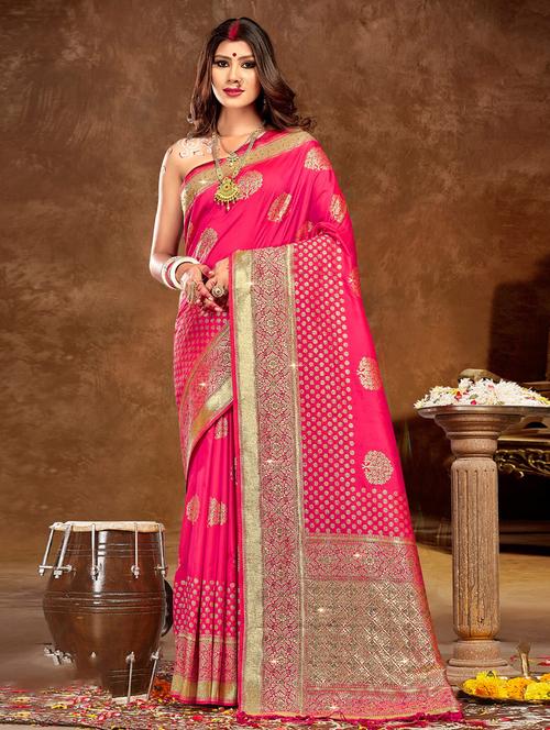 magenta silk banarasi saree - 19925515 - Very Small Image - 1