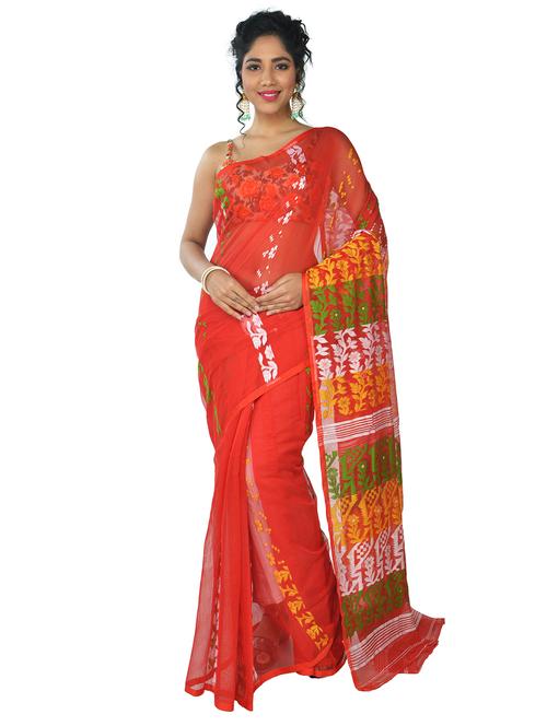 women's self design red colored saree with blouse - 19925812 - Very Small Image - 1