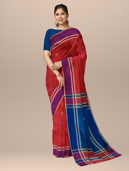 red bordered saree with blouse - 19925858 - Very Small Image - 1