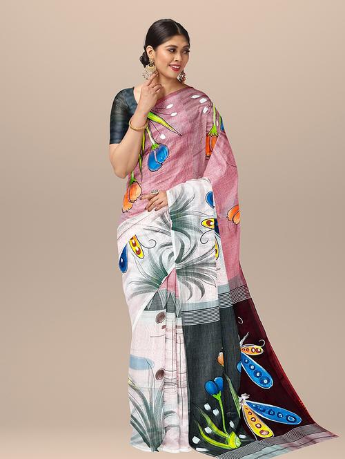 women's printed multi colored saree with blouse - 19925920 - Very Small Image - 1