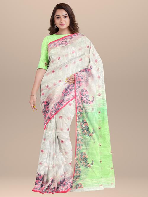 women's printed grey colored saree with blouse - 19925984 - Very Small Image - 1