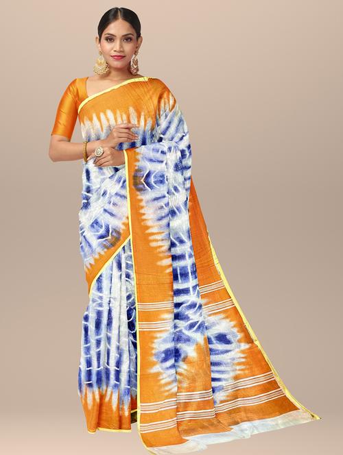 women's tie & dye mustard colored saree - 19925996 - Very Small Image - 1